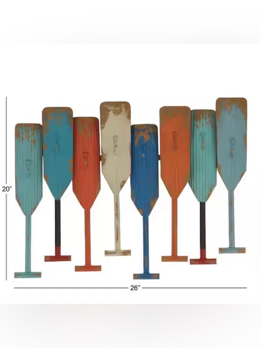 Coastal Distressed Multi-Color Oar Wall Hook Rack boathouse poolside towels - Picture 7 of 13